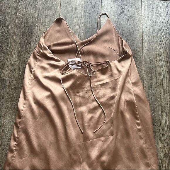 NWT Urban Outfitters Satin Tie Back Slip Dress Bronze Size Small - Picture 11 of 16